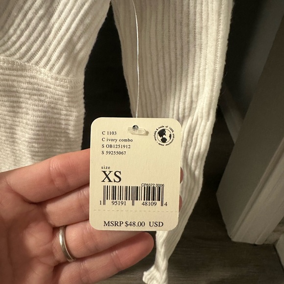 Free People Cream Fitted Ribbed Long Sleeve Blouse - Picture 2 of 2